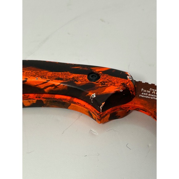 Elk Ridge Orange Camo Fixed Blade Knife Tom Anderson Design 440 Stainless Sheath - Picture 5 of 10
